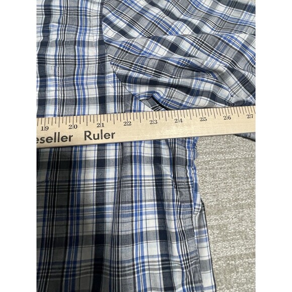 Puritan Shirt Men’s Extra Large Button Down Short Sleeve Blue Plaid - Picture 7 of 10